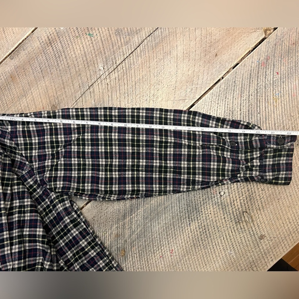 Alpine Design Women's Medium Midweight Flannel Shirt Navy Cream Plaid NWT - Picture 9 of 10